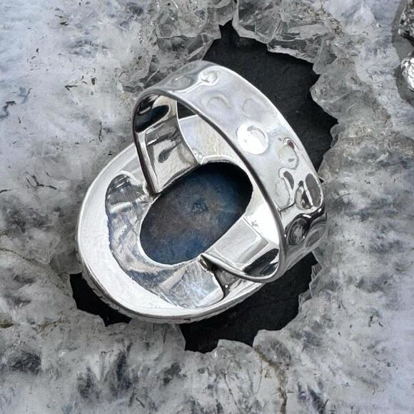 Sterling Silver Southwestern Style Oval Chrysocolla Ring Size 9.5 For Women - Picture 7 of 10